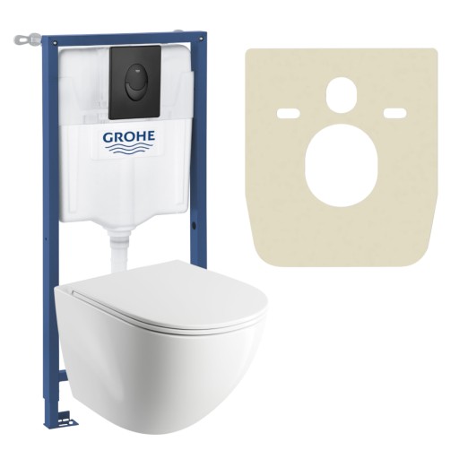 Zestaw WC Stelaż Grohe Solido+ Miska Omnires Ottawa +przycisk czarny + mata