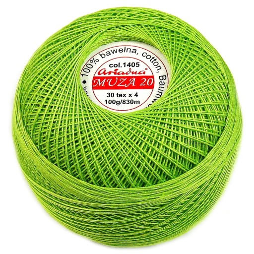 Kordonek MUZA 20 1405 zielony /seledyn 100g/820m