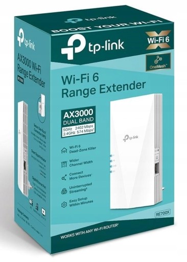 TP-Link RE700X OneMesh/EasyMesh WiFi6 Extender/Repeater AX3000 1xGbELAN