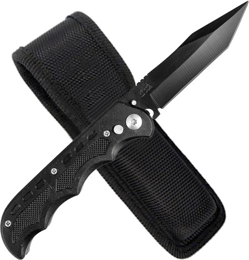NÓŻ SPRĘŻYNOWY 21 cm SKŁADANY TANTO stal 420 ETUI