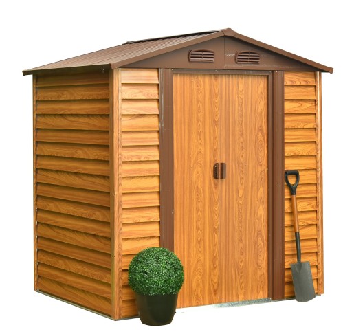 Domek ogrodowy metalowy, imitacja drewna - Arbor I - 152x193x203