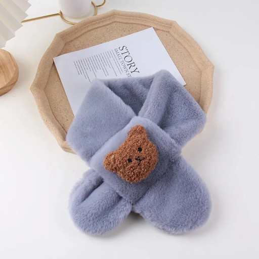 2022 Autumn Winter Soft Plush Children Scarf Cute Cartoon Girl Baby Thick