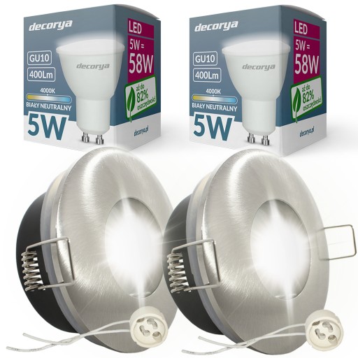 OPRAWKA SUFITOWA METALOWA IP64+ŻARÓWKI GU10 2SZT