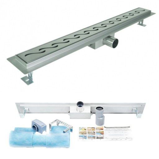 Odpływ liniowy Sanitline Orient 90 cm wzór fale