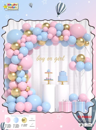GIRLANDA BALONY RÓŻOWE NIEBIESKIE ZŁOTE CHROMOWANE