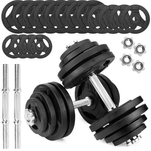 Hantle żeliwne regulowane 2x30kg kierownice gryfy zestaw do treningu 60kg