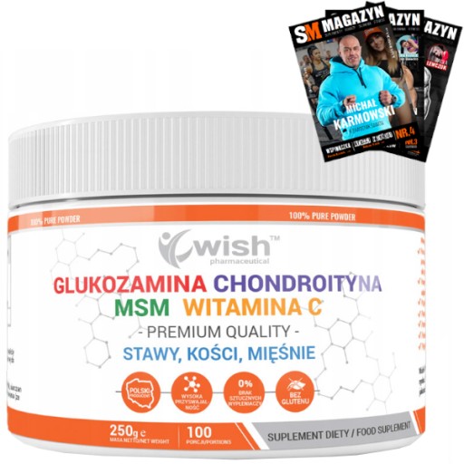 WISH GLUKOZAMINA CHONDROITYNA MSM WITAMINA C 250 G