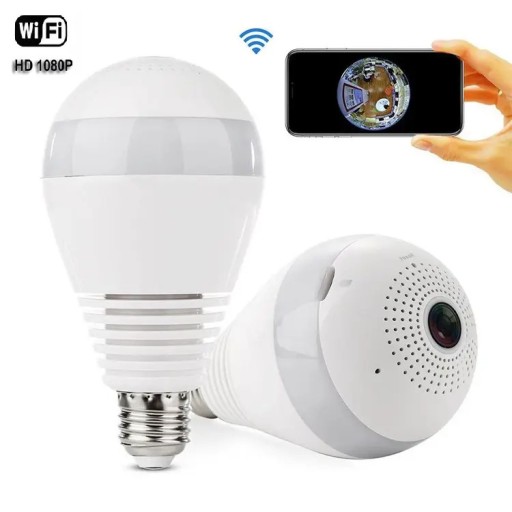 KAMERA WiFi IP MONITORING 360 W ŻARÓWCE LED AUDIO