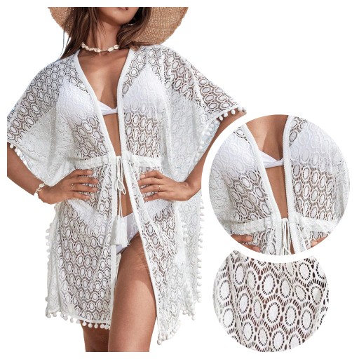 PAREO na plażę PLAŻOWE NARZUTKA letnia sukienka plażowa BOHO tunika KORONKA