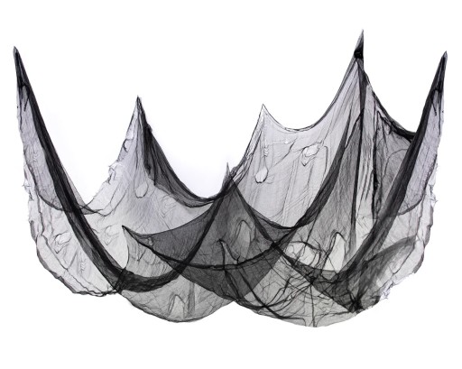 PAJĘCZYNA czarna dekoracja na Halloween materiał 210 cm x 300 cm