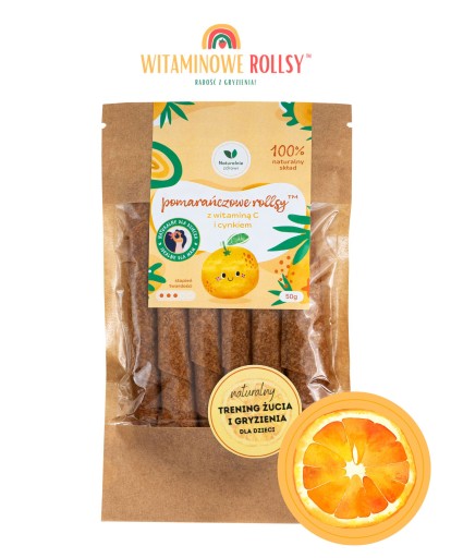 Pomarańczowe rollsy z witaminą C i cynkiem owocowa przekąska witaminowa50 g