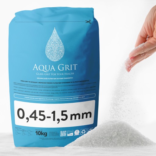 Złoże filtracyjne szklane 0,45 - 1,5 mm Aqua Grit 10kg Atest PZH