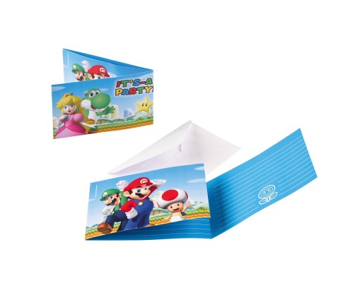 Zaproszenia Super Mario 8 sztuk z Kopertami