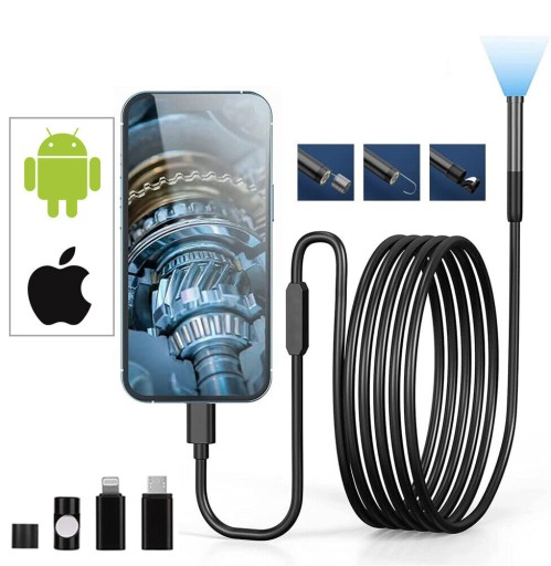 Kamera INSPEKCYJNA DUO Endoskop SZTYWNY Do Telefonu IOS IPHONE WiFi 3M 6LED