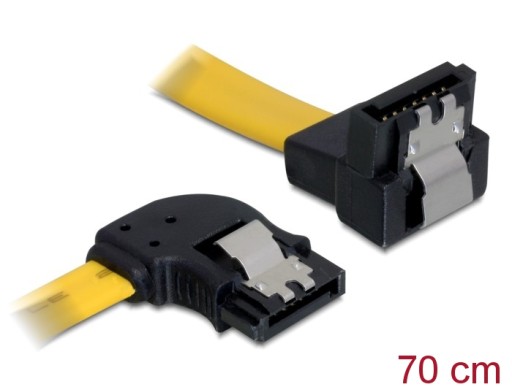 Delock Kabel SATA 70 cm lewy/dół, metalowy, żółty