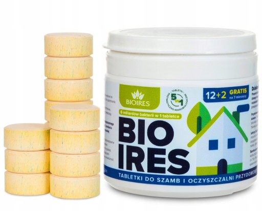 Tabletki bakterie 5w1 mocny preparat do szamba oczyszczalni Bioires 12+2