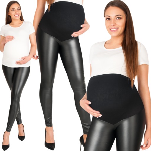 LEGINSY CIĄŻOWE LATEX LEGGINSY Z PANELEM EKOSKÓRA