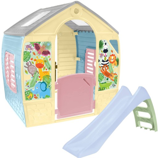 DOMEK OGRODOWY DLA DZIECI HAPPY HOUSE ZJEŻDŻALNIA WODNA ŚLIZG 116cm ZESTAW