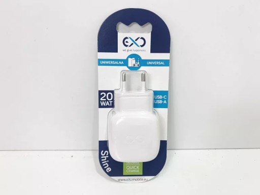 EXC ŁADOWARKA SIECIOWA SHINE 1XUSBA QC + 1XUSBC PD 20W