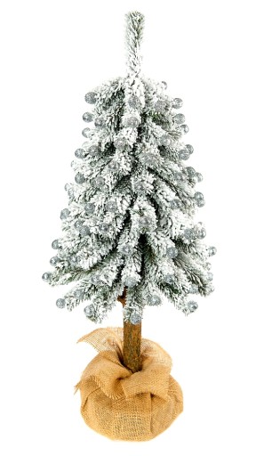 CHOINKA SZTUCZNA NA PNIU Z BOMBKAMI OŚNIEŻONA 50 cm