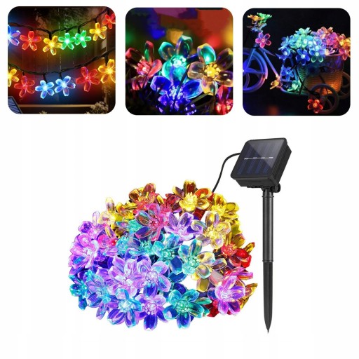 Lampki ogrodowe girlanda KWIATKI 7m 50 lampek LED