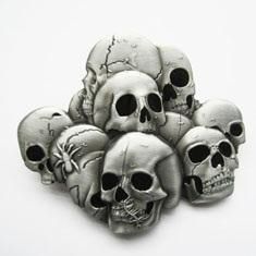 Czaszki skulls spinka zapinka klamra stare srebro