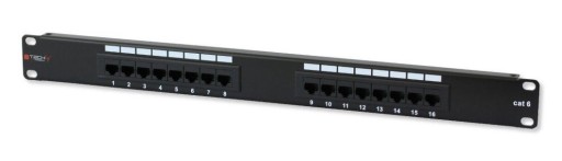 Patch Panel 1U UTP 16x RJ45 Cat6 Czarny Techly Pro