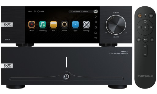 Końcówka mocy 145W EverSolo AMP-F2 + streamer DMP-A6 + pilot BTR-12