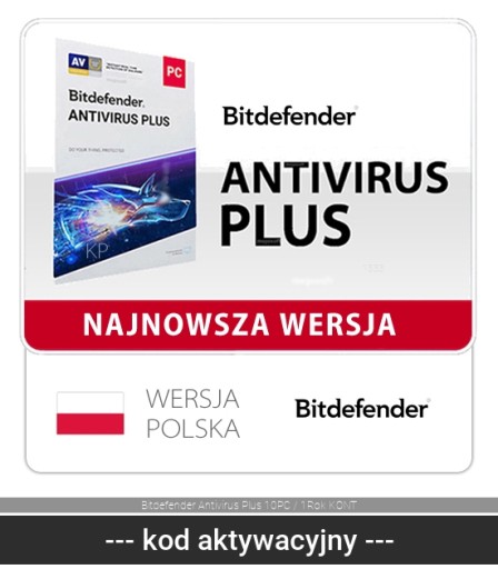 Bitdefender Antivirus Plus 10PC / 1Rok KONT
