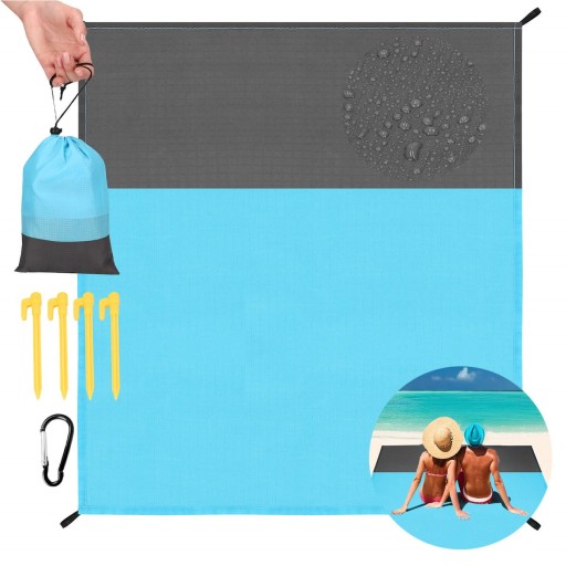 KOC PIKNIKOWY MATA PLAŻOWA NA BIWAK WODOODPORNY+KARABIŃCZYK ŚLEDZIE 210x200