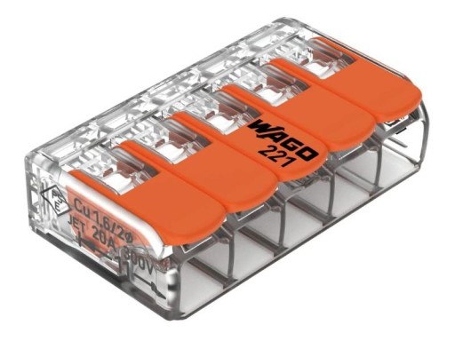 10x Szybkozłączka Wago uniwersalna do wszystkich przewodów 5x0,2-4 mm²