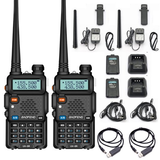 2X BAOFENG KRÓTKOFALÓWKI UV5R WALKIE TALKIE USB