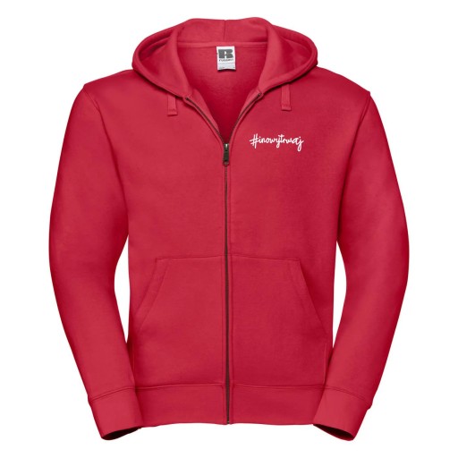 Czerwona bluza rozpinana z kapturem #inowytrwaj xl
