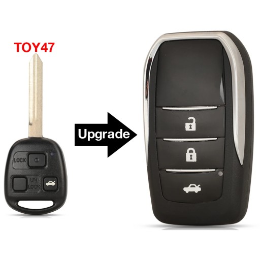 Modified Flip Remote Key Shell Case Fob for Toyota Camry Corolla Pra~51588