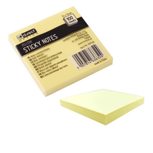 KARTECZKI SAMOPRZYLEPNE 76X76 MM 100K ŻÓŁTY