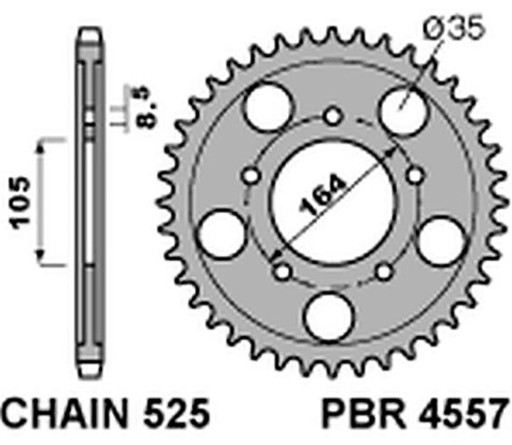 PBR ZĘBATKA TYLNA 4557 49 C45 GILERA GP 800, APRILIA SRV850 455749C45