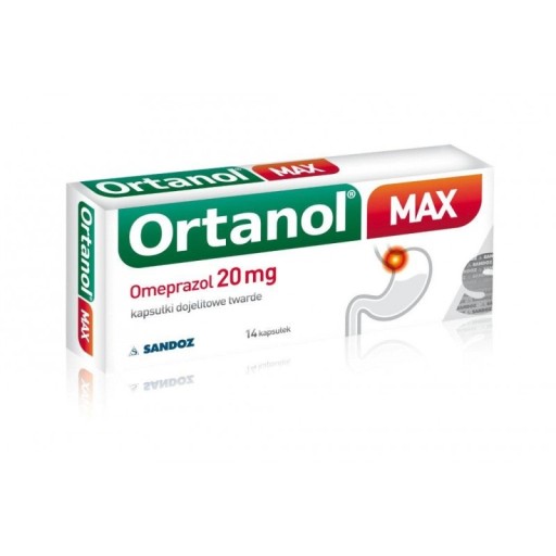 Ortanol Max 20mg 14 kapsułek na zgagę żołądek