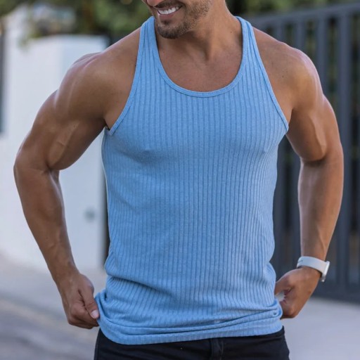 Large Size Men's Sleeveless Summer Knitted Vertica