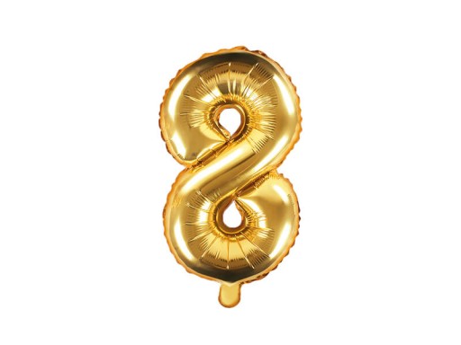 Balon foliowy złoty 35 cm cyfra 8 urodziny