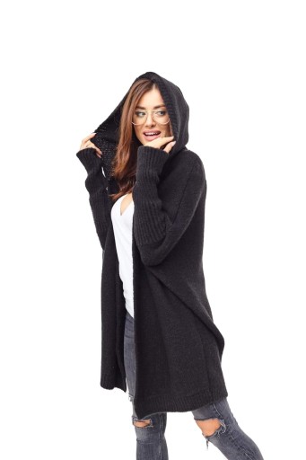 Czarny kardigan z kapturem oversize Me Gusta