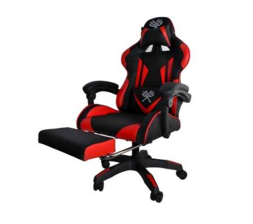 Fotel GAMINGOWY Gamer obrotowy siedzisko kubełkowe podnóżek kółka gumowe