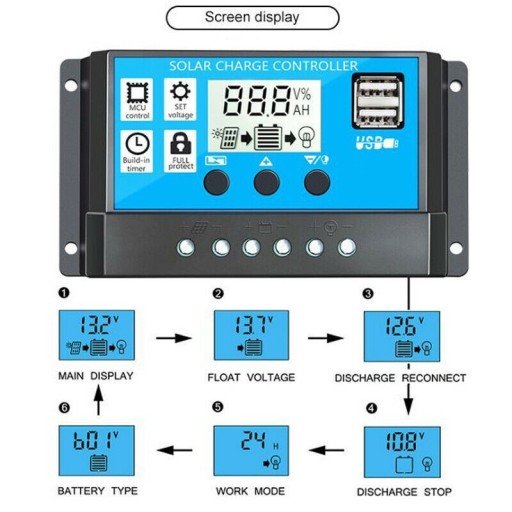 Regulator ładowania słonecznego PWM 100A Regulator