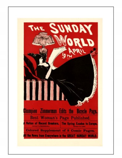 A4 Plakat vintage retro 1896 the New York Sunday World kobieta