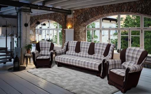 Zestaw do salonu: sofa 3osobowa + 2 fotele