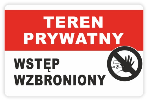 Duża Naklejka informacyjna WSTĘP WZBRONIONY teren prywatny 30x20 cm