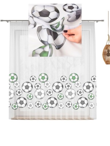 Firana Dla Chłopca Futbol Firany Gotowe Dziecięc Woal Piłka Taśma sz270x150