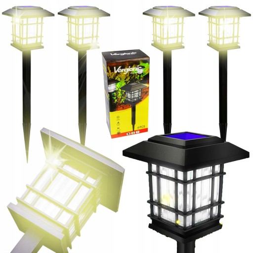 LAMPA SOLARNA OGRODOWA LED efekt domek LAMPY 4 szt