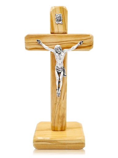 Krzyż STOJĄCY z drewna oliwnego 21cm