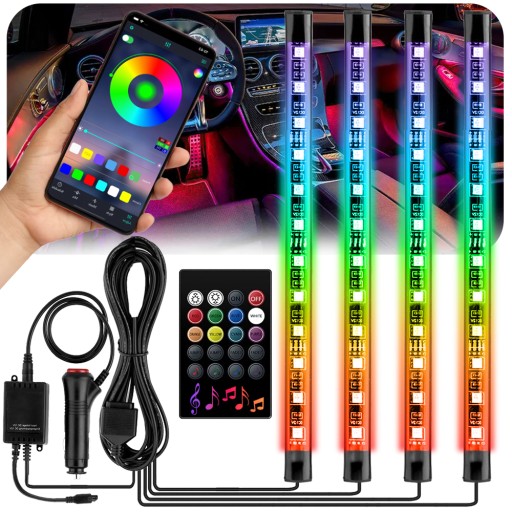 OŚWIETLENIE WNĘTRZA AUTA LED POJAZD RGB USB BT APP