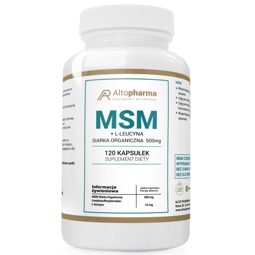 MSM SIARKA ORGANICZNA 500mg ZDROWE STAWY KOŚCI 120